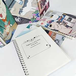 Sổ tay lò xo mèo A5 160 trang Bộ sưu tập sổ ghi chép mẫu mèo Nhật Bản anime học sinh-B113