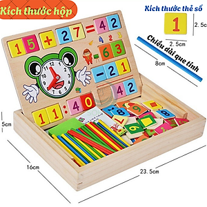 Bộ Đồ Chơi Học Toán Thông Minh Kèm Đồng Hồ Cho Bé- Hộp Đồ Chơi Gỗ Giáo Dục – Học Số, Phép Tính và Thời Gian- Bộ Lắp Ghép Số Toán Học Kèm Đồng Hồ Gỗ Cho Trẻ- Bộ Học Toán Tư Duy Montessori Cho Bé- Bộ Đồ Chơi Gỗ Toán Học & Nhận Biết Giờ Giấc