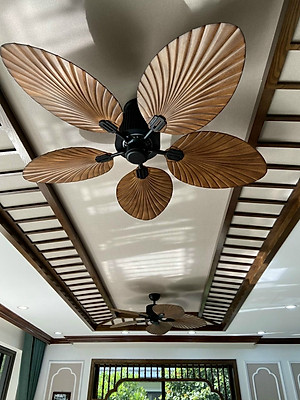 Quạt trần có đèn trang trí cánh lá, đẹp và sang trọng, rất mát kèm điều khiển từ xa