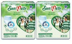 Combo 2 Tã Quần Người Lớn Sunmate Mềm Mại L8 (8 Miếng)