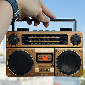 Đài Radio Nghe Nhạc FP-2382-S -Sạc Năng Lượng Mặt Trời, Đài FM, AM, SW-Thiết Kế Cổ Điển Sang Trọng, Ăn-Ten Bắt Sóng Mạnh, Hỗ Trợ Cắm USB-Thẻ Nhớ-Hàng Chính Hãng