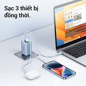 Sạc Nhanh UGREEN GaN 65W - Công Nghệ PD3.0/PD2.0 + QC4/QC3.0/QC2.0 + PPS/SCP/AFC - Tương Thích Nhiều Thiết Bị Laptop/MacBook/i.Pad/i.Phone 15 14 13 Pro Max/Sam.sung S24 S23 Ultra - Hàng Chính Hãng