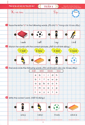 Combo Phiếu Bài Tập Cuối Tuần Môn Toán - Tiếng Việt - Tiếng Anh Lớp 1 (Theo Chương Trình Tiểu Học Mới)