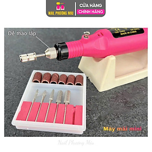 Máy Mài Mini Cầm Tay Làm Nail Tặng Kèm 6 Đầu Mài Tiện Lợi, Mài Móng Tốc Độ 3000 Vòng/Phút, Điều Chỉnh 0-240V, Chà Gót Chân Nữ Women