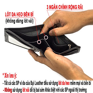 Ví nam, bóp nam da bò sáp Bụi Leather V106 - Bảo hành 12 tháng