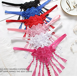 Quần lót nữ kết hoa đính kèm hạt lọt khe gợi cảm - Màu đen