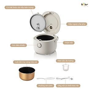 Nồi Cơm Điện Tử Bear 3L Lòng Nồi 5 Lớp Đa Năng Nấu Cơm Nấu Cháo Hầm Hấp Hâm Nóng Hẹn Giờ Lên Đến 12 Tiếng SB-NC30A - HÀNG CHÍNH HÃNG