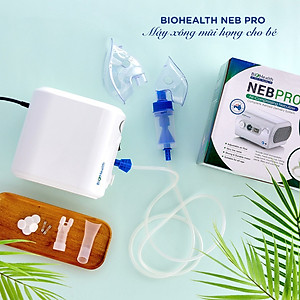 Trọn bộ máy xông mũi họng cao cấp Biohealth NEB PRO dùng cho người lớn và trẻ em, điều chỉnh được tốc độ phun