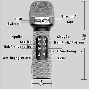 Micro Karaoke Bluetooth Kèm Loa cao cấp kết nối Bluetooth, thẻ nhớ, USB pin sạc - Hàng chính hãng