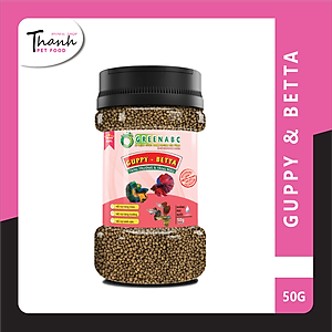 Thức ăn Cá 7 Màu nhãn hiệu GREENABC – Guppy và Betta – Độ đạm 40% giúp tăng trưởng nhanh, lên màu đẹp, đề kháng tốt  – Hộp 50g