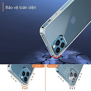 Ốp Lưng Kính Cường Lực Trong Suốt, Viền Máy Dẻo, Chống Trầy Xước, Va Đập  Dành Cho Iphone 12/ 12Mini/ 12Pro/12 Pro max/ 7/8SE 2020 Hàng Chính Hãng Helios