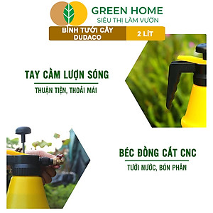 Bình Tưới Cây GreenHome, Dudaco, 2 Lít, Thân Bình Dày, Phun Xa 2 Chế Độ, Bơm Nhẹ Tay, Bình Tưới Cây Phun Sương, Bền, Đẹp
