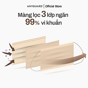 Hộp Khẩu Trang Y Tế ANYGUARD SENSE MAKE UP BASE Lọc 99% Vi Khuẩn, Màu Sắc Trendy, An Toàn Da Nhạy Cảm Dành Cho Người Lớn (Hộp 30 Chiếc Hồng Cam Đất)