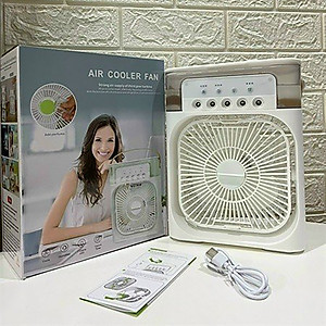 Quạt điều hoà hơi nước mini cool fan, quạt hơi nước làm mát phun sương để bàn 3 chế độ gió, dung tích bình lớn tích hợp đèn led, quạt phun sương mini để bàn - Hàng chính hãng