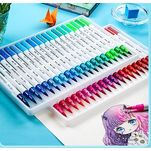Bộ Bút lông kim 2 đầu brush dùng để vẽ, tô màu,Sketch hoặc viết calligraphy-set 48/72/100 màu Laluna- B63