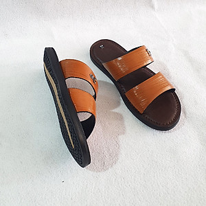 Dép da nam hai quai Trường Hải da bò thật 3 màu nâu,đen, vàng DN125MĐ