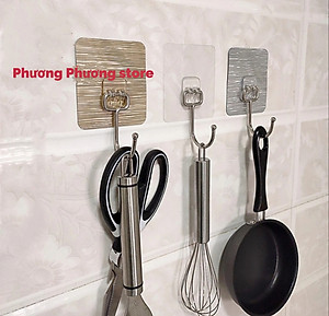 Combo Móc Dán Tường Móc Inox Siêu Dính Chắc Chịu Lực Treo Đỡ Đồ Dùng Tranh Ảnh - Miếng Dán Gắn Tường Đa Năng Trong Suốt Chịu Lực 10Kg