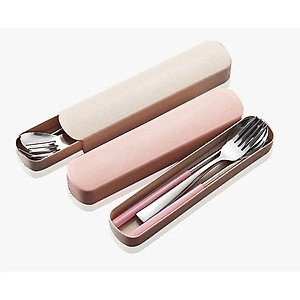 Bộ Đũa Muỗng Nĩa Kèm Hộp Lúa Mạch PaKaSa - Hàng Chính Hãng (giao màu ngẫu nhiên)