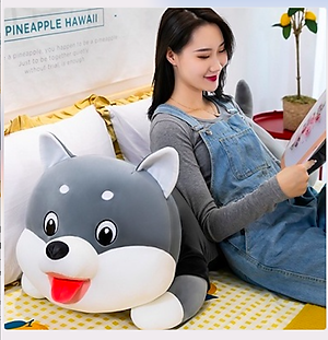 Thú nhồi bông chó husky lè lưỡi dễ thương - Size 90cm đến 1m1 - Quà tặng gấu bông chó husky êm mịn.