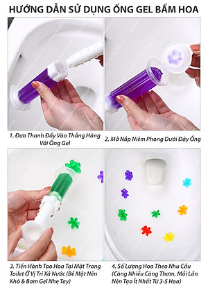 Gel Thơm Bồn Cầu Hoa Khử Mùi Toilet Nhà Vệ Sinh 6 Mùi Hương Thiên Nhiên Ống Bơm 12 Bông