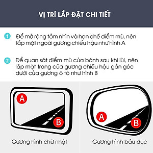 Bộ 2 Gương cầu lồi ô tô Hàng Xuất Khẩu Mỹ, tráng bạc dày công nghệ gương Bỉ TÂM LUÂN Chổi lau tẩm dầu - Hàng chính hãng
