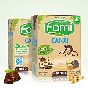 Thùng sữa đậu nành Vinasoy Fami Canxi Vị sô cô la hộp (200ml x 36 hộp)