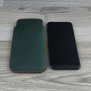 Bao Da Túi Rút dành cho Samsung Galaxy s10 plus Da Bò Hạt Màu Xanh Rêu