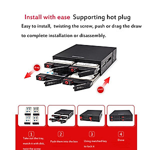Ổ cứng Di động OImaster 4 Bays 2,5 ’’ SATA HDD SSD  Giá đỡ Mặt sau với Chức năng Khóa Bàn phím Hỗ trợ Hot-swap 6Gbps