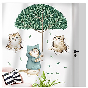 Sticker Giấy Dán Tường Decal Dán tường Tranh Dán Tường Trang Trí Tường Mẫu Những Chú Mèo Cute ZH101