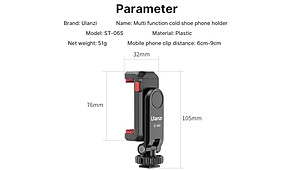 ULANZI ST-06S - HÀNG CHÍNH HÃNG - Ngàm kẹp điện thoại xoay 360 độ