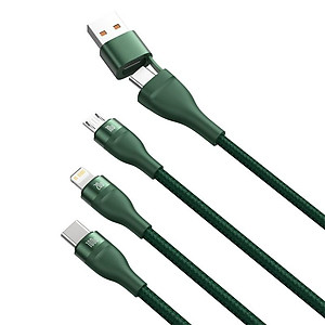 Cáp sạc đa năng 6 trong 1 Baseus Flash Series Two-for-three Data Cable U+C to M+L+C 100W LV874-Hàng chính hãng.