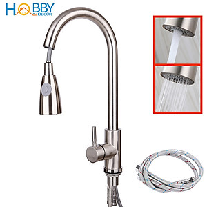 Vòi rửa chén dây rút nóng lạnh 2 chế độ inox 304 Hobby Home Decor VDR1