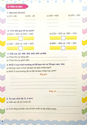 Phiếu Ôn Tập Cuối Tuần Môn Toán Lớp 3 (CT)