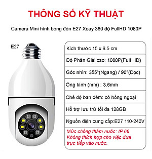 Camera Yoosee bóng đèn thế hệ mới 3.0MP - xoay 360 độ, xem đêm có màu, mẫu mới 2022 - Hàng Nhập Khẩu