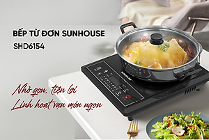 Bếp từ đơn Sunhouse SHD6154 - Công suất 2000W - 8 chế độ nấu - 10 mức nhiệt - Chế độ hẹn giờ - Bảo hành 12 tháng, Tặng kèm nồi lẩu - Hàng chính hãng
