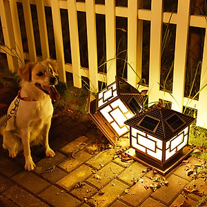 Bộ 2 cái đèn trụ cổng khung nhôm 30x30x38cm năng lượng mặt trời