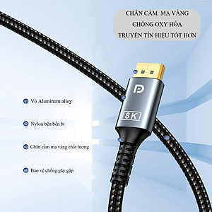 Cáp DisplayPort FIRO - Dây DisplayPort 1.4 8K/60Hz/32,4Gbps - Dài 2 Mét Lõi Dù Dùng Cho Tivi/ Máy Tính/ Playstation - Hàng Chính Hãng