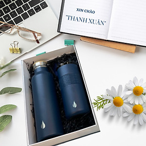 [Quà tặng cao cấp-Thương hiệu Mỹ] Set hộp quà tặng Sinh nhật, set Thanh Xuân, bình giữ nhiệt và ly giữ nhiệt Elemental cao cấp