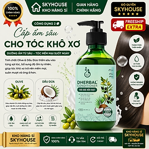 Dầu xả thảo dược thiên nhiên tinh chất olive dầu dừa độc quyền DHERBAL chai 300ml  dầu xả tóc chắc khỏe suôn mượt chính hãng