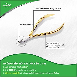 Kìm Nghĩa D555 Cắt Da nhặt da Bằng Thép Mạ Vàng 24K Chuyên Dụng, Lưỡi Kềm Sắc Mỏng, Bén Ngọt, Làm Nail Tiện Lợi Vừa Tay Chị Em Nữ Women kềm mống tay