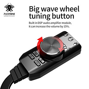 Sound card âm thanh USB 7.1 CH cho máy tính PC chuyên game 4 in 1 Plextone GS3 - Hàng Chính hãng