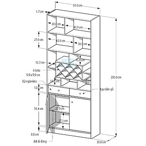 Tủ Gỗ Đơn Giản SIB Decor Đa Năng Làm Vách Ngăn Phòng Khách Kết Hợp Kệ Giày, Kệ Để Vang KG18