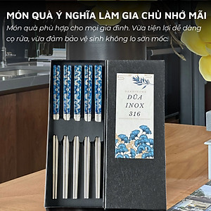 Hộp quà tặng đũa inox 316 DandiHome cao cấp mạ Titanium Plated