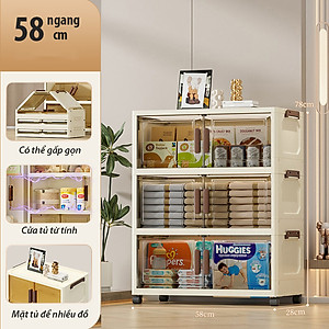 Nubie Tủ Nhựa Gấp Gọn Ngang 58cm, Tủ Đựng Đồ Đa Năng Lắp Ghép, Hộp Đựng Quần Áo, Nhựa PP, Có Bánh Xe