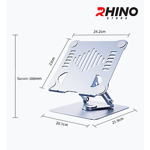 Kệ đỡ Laptop xoay 360° tản nhiệt Rhino KL301, giá đỡ máy tính nhôm cao cấp, gấp gọn - Hàng chính hãng
