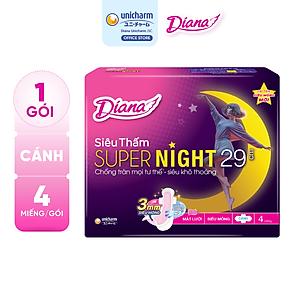 Combo 6 Băng Vệ Sinh Diana Super Night Có Cánh 29cm (Gói 4 Miếng)