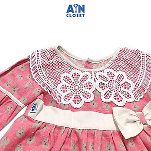 Đầm dài tay bé gái Thỏ hồng thô trà bông - AICDBGWMUYL4 - AIN Closet