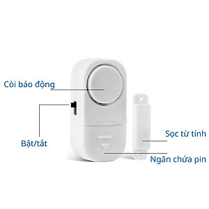Chuông Báo Động Chống Trộm Gắn Cửa Không Dây RIBI, Cảm Ứng Từ Kêu To - Hàng Chính Hãng