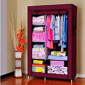 Tủ quần áo 2 buồng 6 ngăn hàng Việt Nam cao cấp - Tủ vải 170cm chất lượng cao khung Inox tĩnh chắc chắn, cứng cáp - Hàng chính hãng D Danido 