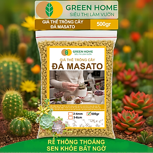 Đá Khoáng Masato GreenHome, Bao 500gr, Loại Cao Cấp, Sạch Bụi, Không Vụn, Rải Mặt, Kích Rễ, Giúp Sen Đá Lên Màu Nhanh